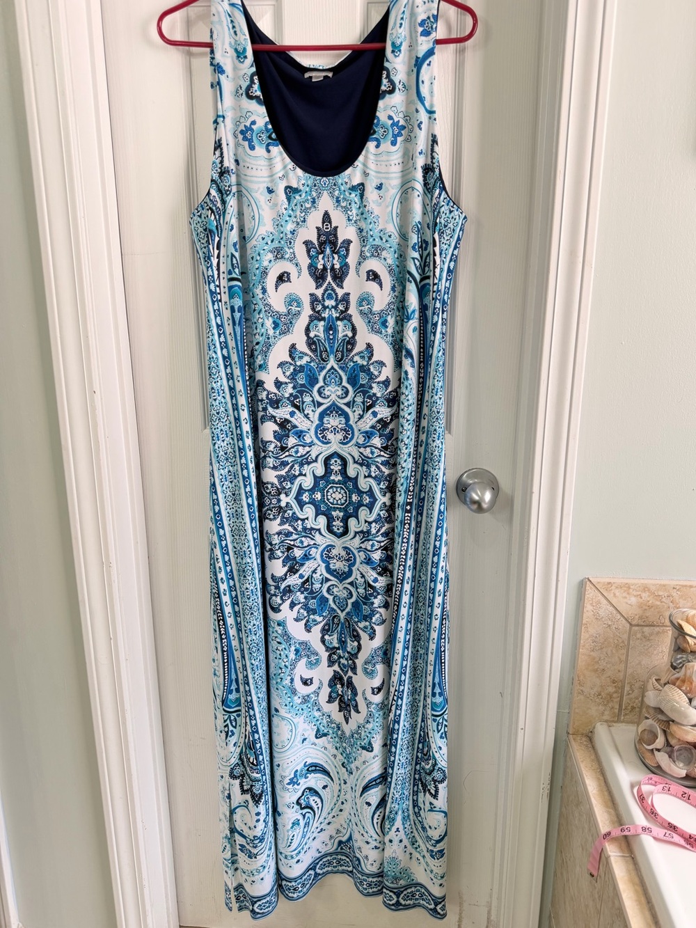 VIP Knits by Avenue Blue & White Medallion Maxi Dress